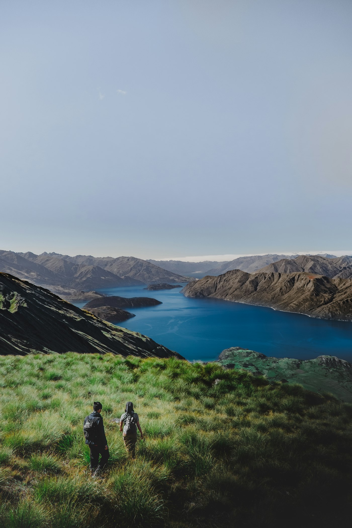 Couple hiking together in the New Zealand mountains